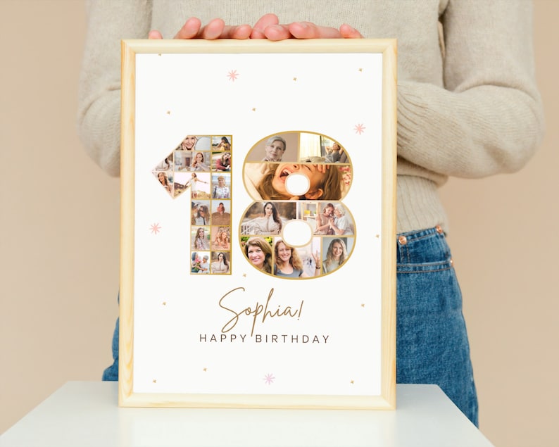 Custom 18th Birthday Photo Collage, Canva Template (Digital Download)