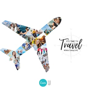 Personalized Airplane Photo Collage: Pilot Gift, Vacation Keepsake (Digital File)