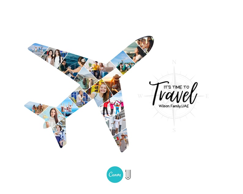 Personalized Airplane Photo Collage: Pilot Gift, Vacation Keepsake (Digital File)