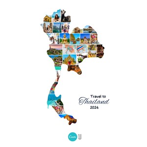 Thailand Map Photo Collage: Travel Keepsake (Digital File)
