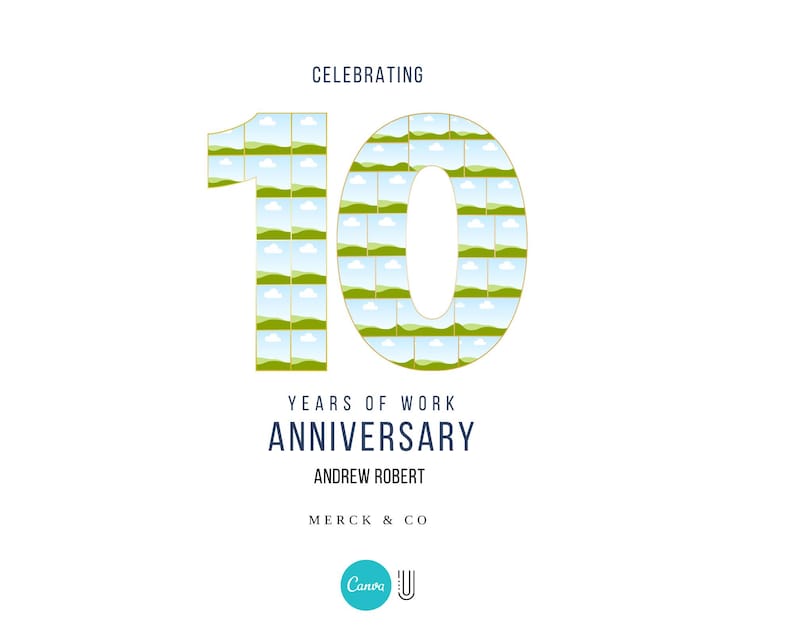 10th Work Anniversary Photo Collage Gift (Digital File)
