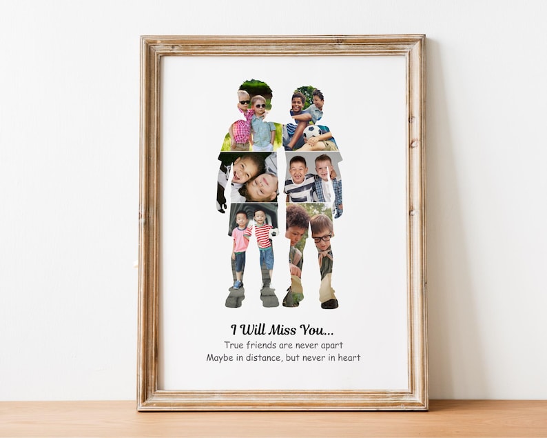 2 boys photo collage personalized best friend gift for boys friendship, BFF boys birthday gift, male friendship gift and farewell photo gift