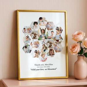 Canva,Honeycomb photo collage template,Hexagon shape collage,Teacher Appreciation gift,Thank you card