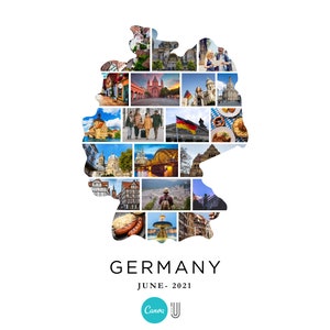 Germany Map Photo Collage Template: Travel Souvenir Gift (Canva)