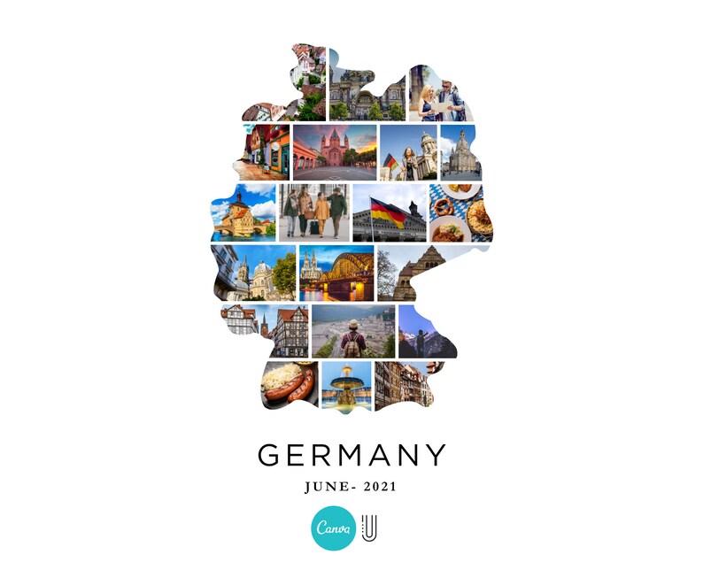 Germany Map Photo Collage Template: Travel Souvenir Gift (Canva)