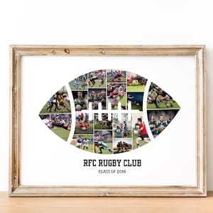 Modello di collage fotografico di rugby: regalo per giocatori Canva (file digitale)
