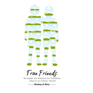 2 boys photo collage personalized best friend gift for boys friendship, BFF boys birthday gift, male friendship gift and farewell photo gift