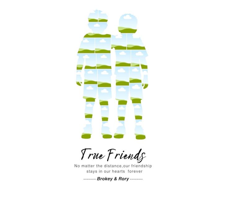 2 boys photo collage personalized best friend gift for boys friendship, BFF boys birthday gift, male friendship gift and farewell photo gift