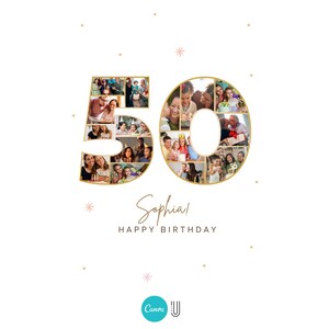 Personalized 50th Birthday Photo Collage Gift (Digital File)