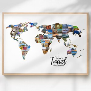 Welt Urlaub bearbeitbare Collage Foto Geschenk Europa Australien Hawaii USA UK, Weltkarte Personalisierte benutzerdefinierte Fotocollage Jubiläumsgeschenk Bild 3