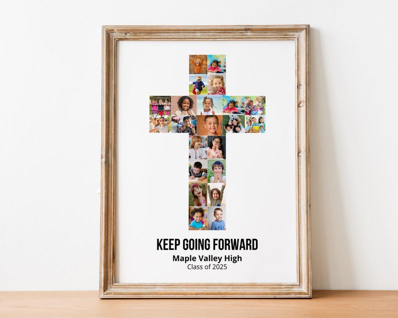 Cross Photo Collage Template: Graduation Keepsake (Canva Editable)