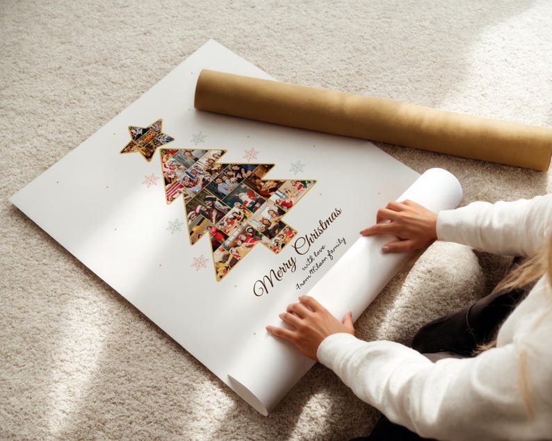 Custom Christmas Photo Collage: Xmas Tree Gift (Canva Template) image 2