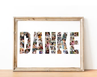 Personalized &#39;DANKE&#39; Photo Collage Template: Thank You Gift (Digital File)