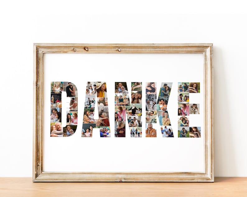 Personalized 'DANKE' Photo Collage Template: Thank You Gift (Digital File)