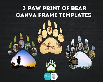 Bear Paw Canva Frame Template: Cozy Paw Print Collection (Digital File)