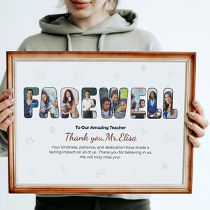 Gift for Teacher from Students, Personalized Teacher Photo Collage, Retirement Keepsake, End of School Year