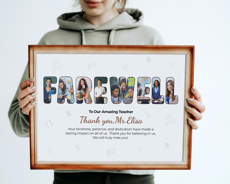 Gift for Teacher from Students, Personalized Teacher Photo Collage, Retirement Keepsake, End of School Year