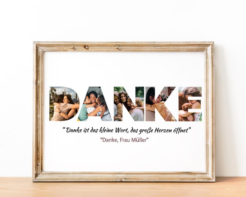 Personalized 'DANKE' Photo Collage Template: Thank You Gift (Digital Download)