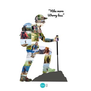 Male Hiker Photo Collage Template, Adventure Gift (Canva Template)