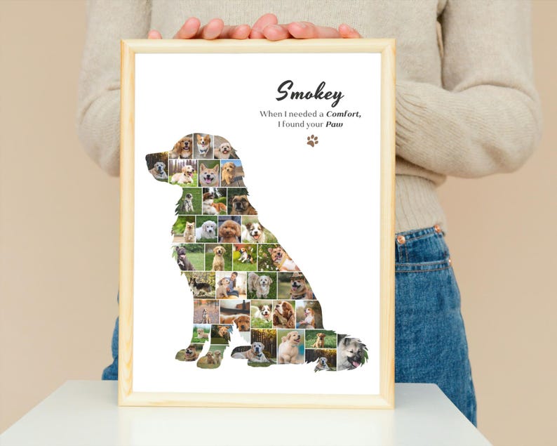 Personalized Golden Retriever Photo Collage Template Custom Dog Memorial Gift Pet Wall Art Printable Digital Download image 4