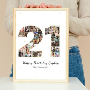 21st Birthday Photo Collage Gift: Personalized Number 21 (Digital File)