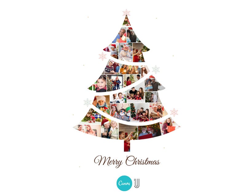 Custom Christmas Photo Collage: Xmas Tree Gift (Digital File)