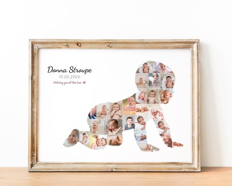 Editable Baby Photo Collage Frame Template | Canva Wall Art for Nursery | Digital Download