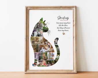 Katzenfoto-Collage, personalisierte Geschenke für Haustiere, Erinnerungsgeschenk für Katzenliebhaber und Katzenfamilien
