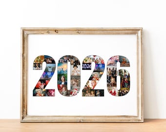 2026 Photo Collage Canva Template for Custom Photocollage, Personalized Yearly Highlight, New Year 2026 & Christmas Gift for Him and Her