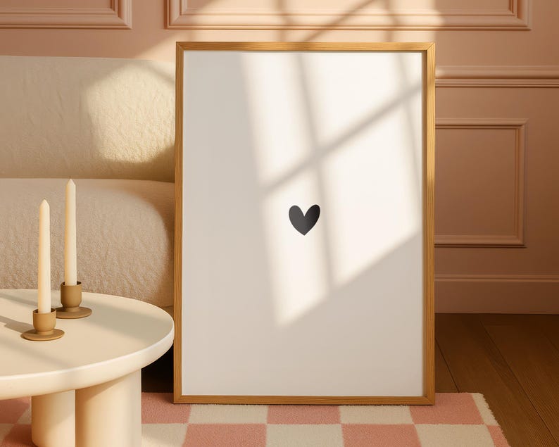 Minimalist Black Heart Print, Modern heart Wall Art (Digital Download)