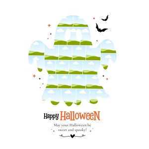 Halloween Photo Collage Template, Family Memory Keepsake, Spooky Wall Art, Trick or Treat Picture Frame, Canva Editable Gift