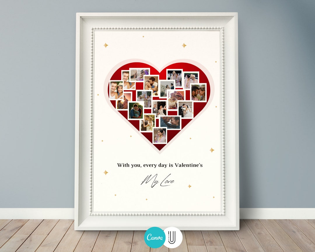 Red Heart Shape Photo Collage,wedding Day,gift for Valentines Day ...