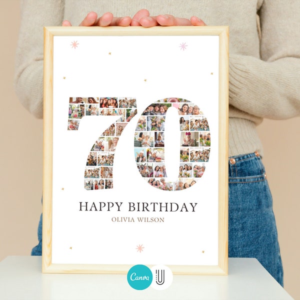 Birthday Gift for Grandma Grandpa,Number 70 Photo Collage, 70th Birthday,Birthday Gift,70th Perspective,70th Birthday Party Decoration