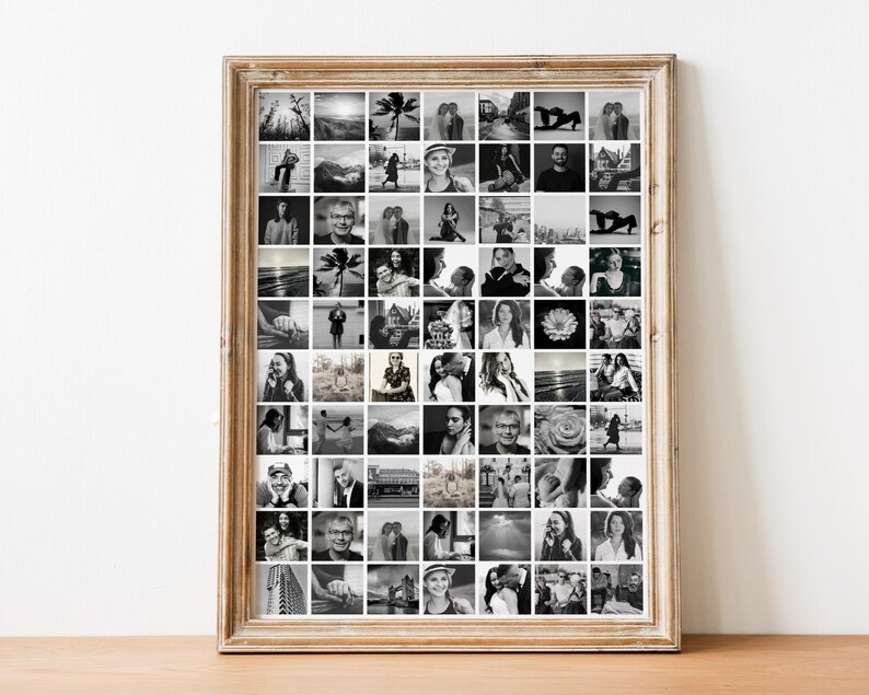 70 Photo Collage Template, Minimalist Grid (Canva Digital Download)
