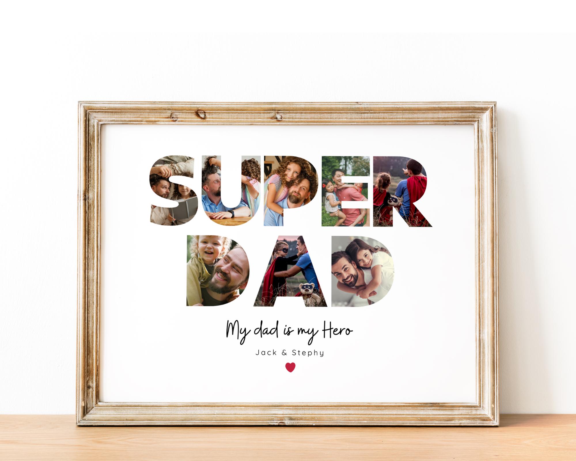 SuperDad Photo Collage in Canva Frame, DadsGift idea, Fathersday, Love of father,Word Photo Collage