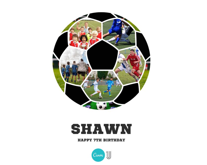 Soccer Ball Photo Collage: Canva Football Gift (Digital File)