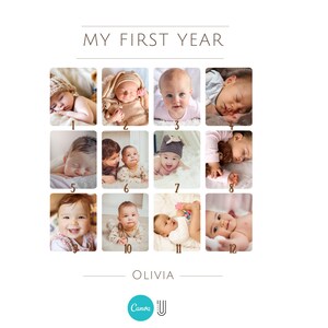 Baby's First Year Photo Collage: Custom 1st Birthday Milestone Poster (Digital File) image 4