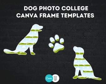 Dog Photo Collage Canva Frame Template: Paw Print Design (Printable)