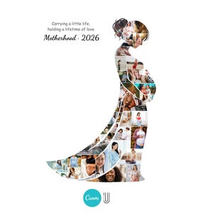Motherhood Photo Collage, Pregnancy Keepsake (Canva Template Digital Download)