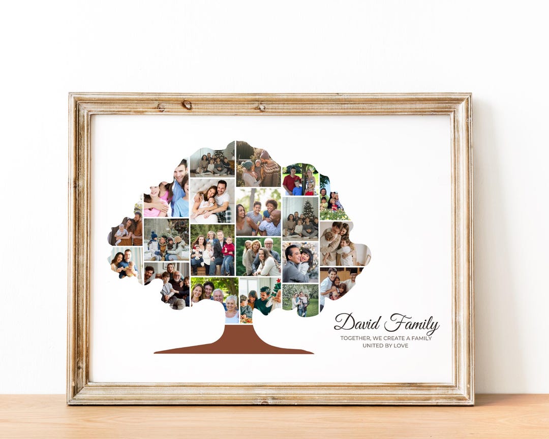 Custom Family Tree Photo Collage,personalized Anniversary & Birthday ...
