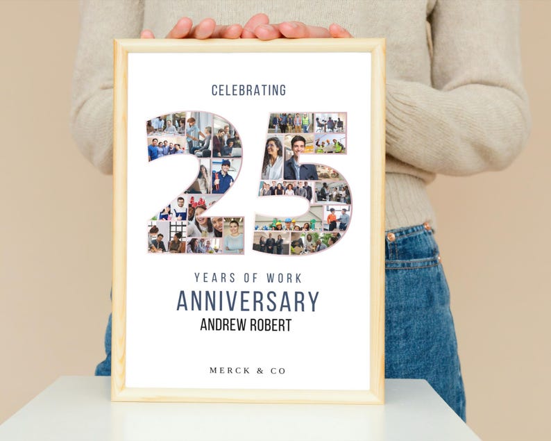 25th Work Anniversary Photo Collage Gift (Digital File)