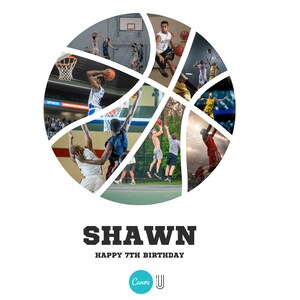 Basketball Photo Collage: Personalized Sports Gift (Digital File)