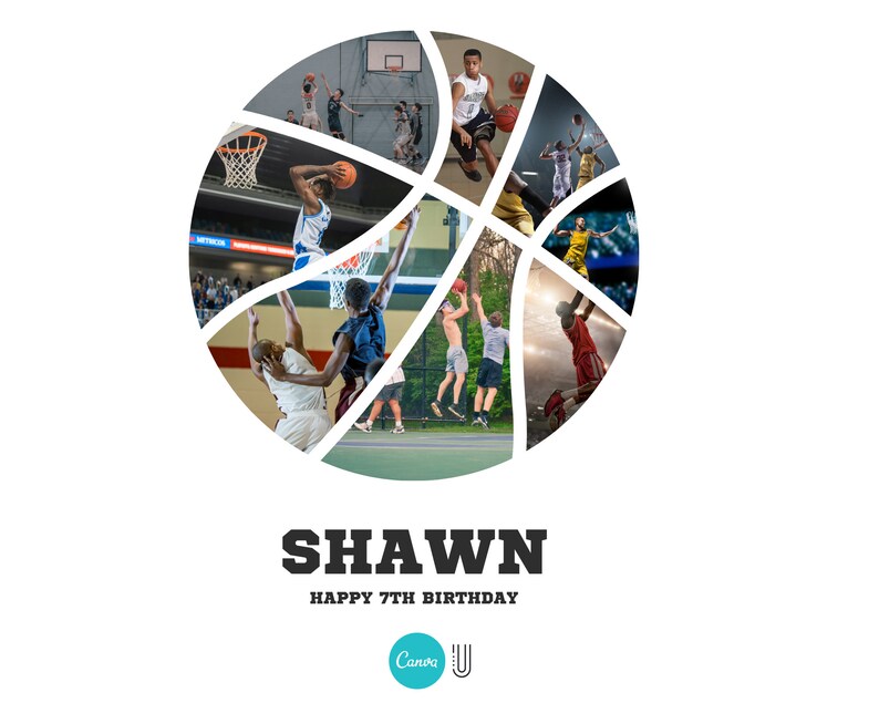Basketball Photo Collage: Personalized Sports Gift (Digital File)