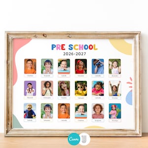 Editable Class Photo Collage Canva Template | Printable Preschool Graduation Poster | Custom Teacher Gift | Digital School Keepsake