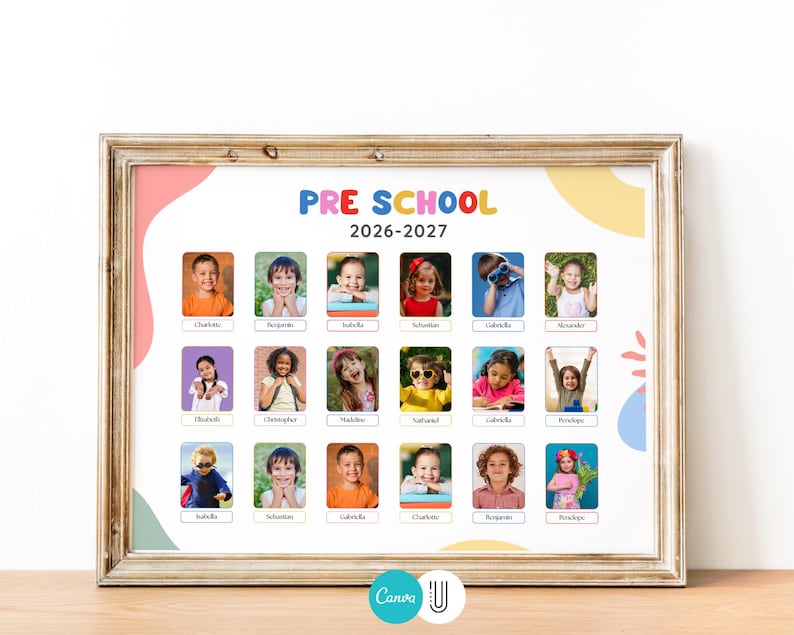 Editable Class Photo Collage Canva Template | Printable Preschool Graduation Poster | Custom Teacher Gift | Digital School Keepsake