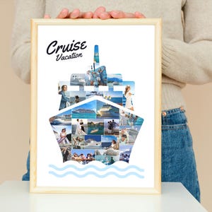 Cruise Photo Collage Canva Template Vacation Keepsake DIY Travel Photo Frame Printable Cruise Collage