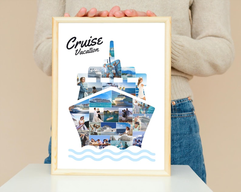 Cruise Photo Collage Canva Template Vacation Keepsake DIY Travel Photo Frame Printable Cruise Collage
