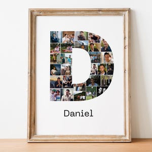 Collage de fotos personalizado con la letra D – Nombre personalizado – Archivo digital imprimible – Regalo de cumpleaños o aniversario – Arte fotográfico personalizado