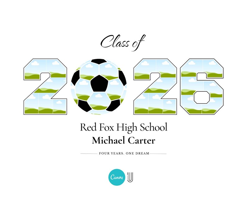 Senior 2026 Football Photo Collage, Personalized Player Gift (Digital Download)