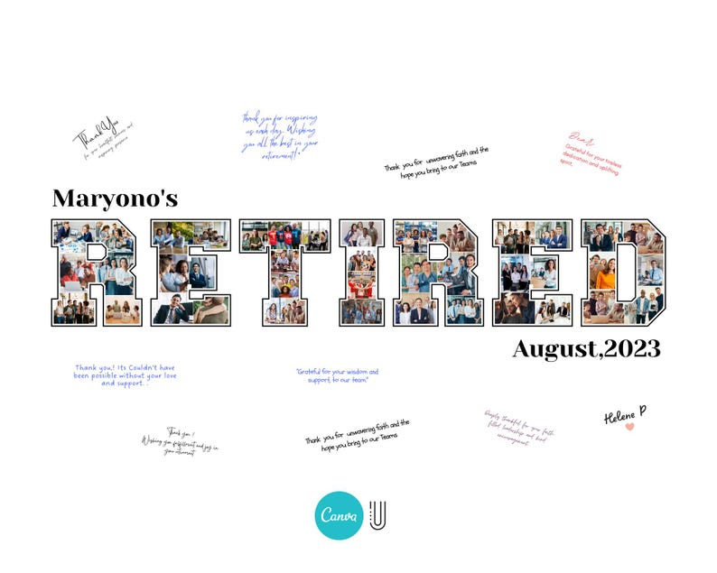 Custom Retirement Photo Collage: Farewell Gift (Digital File)